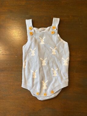 Amazon Blue Knit Bunny One-Piece with Yellow Buttons